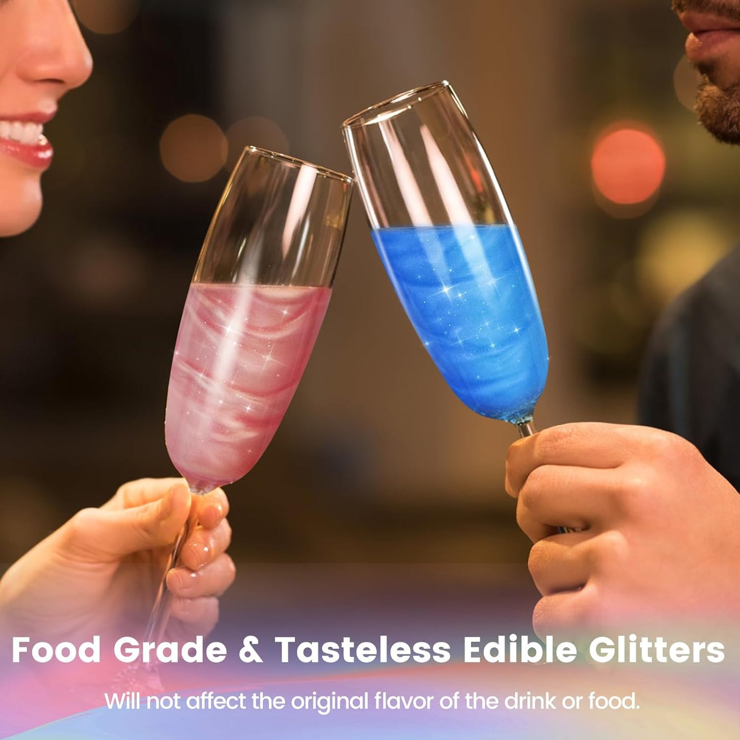 5 Colors Edible Glitter Set, Edible Glitter for Drinks, Luster Dust Shimmer Powder for Cakes, Cocktails, Beverages, Strawberries, Cookies, Candies, Fondant, Easter Eggs(5g/Bottle)