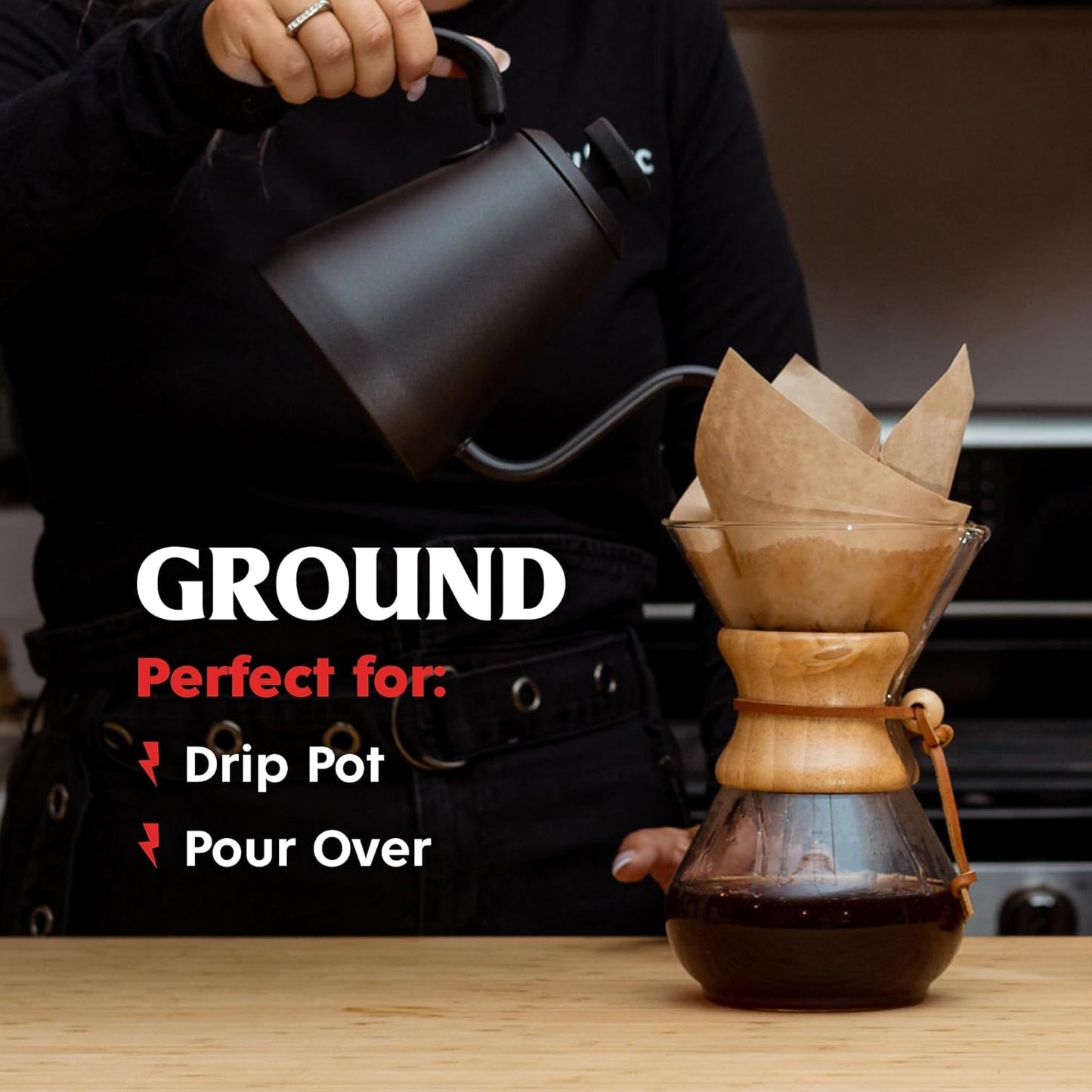 Death Wish Coffee Dark Roast Grounds - Bold Intense Blend of Arabica & Robusta Beans - USDA Organic Ground Coffee - 80 oz.