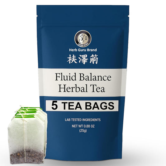 Herb Guru Fluid Balance Herbal Tea Bags – Healthy Fluid Metabolism & Digestive Balance with Atractylodes, Poria, Citrus Peel – Caffeine Free Tea, 0.88 Ounces