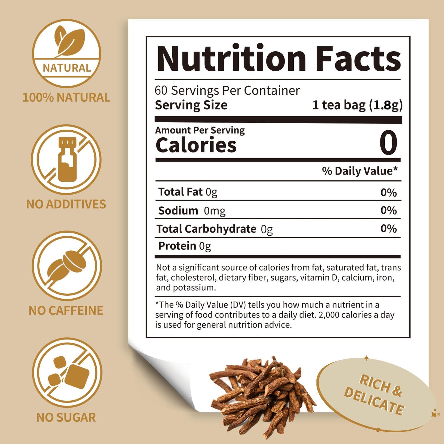 Lynginya Dandelion Root Tea, 60 Tea Bags - Premium Roasted Dandelion Root - Natural Herbal Tea - Rich Flavor - No Sugar & No Caffeine