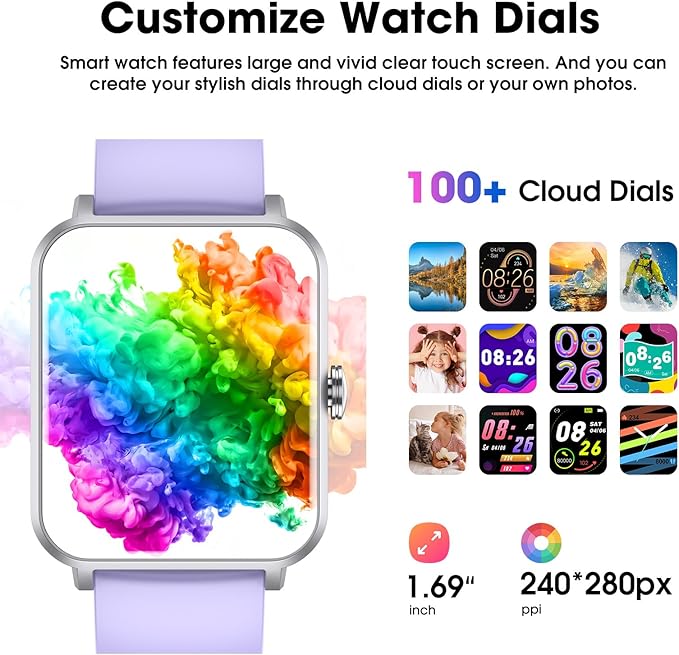 Smart Watch (Answer/Make Call) for Women Men, Fitness Tracker with Heart Rate, Blood Oxygen, Sleep Tracker, IP68 Waterproof Fitness Watch Step Calorie Counter Pedometer Compatible iPhone & Android