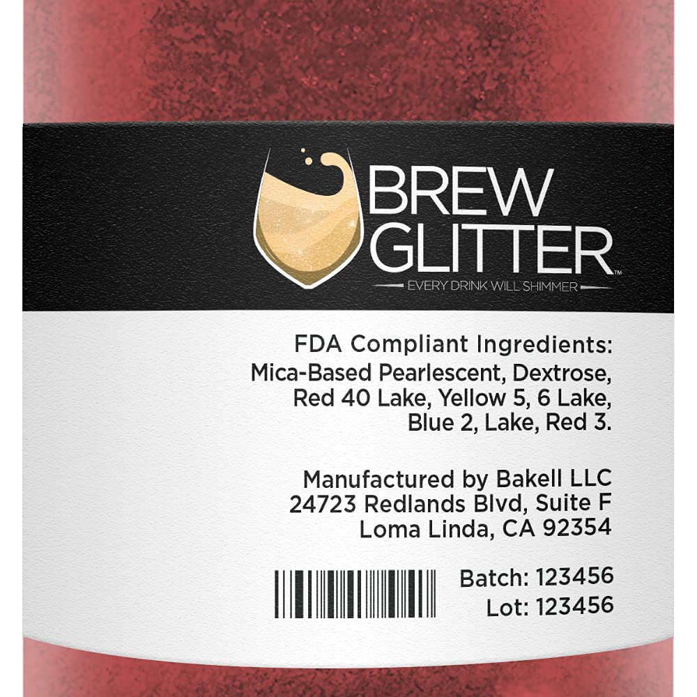 Maroon Red BREW GLITTER Edible Glitter For Drinks, Cocktails, Beer, Garnish Glitter & Beverages | KOSHER & HALAL Certified | 100% Edible & Food Grade | Vegan, Gluten, Nut Free (50g, Maroon Red)