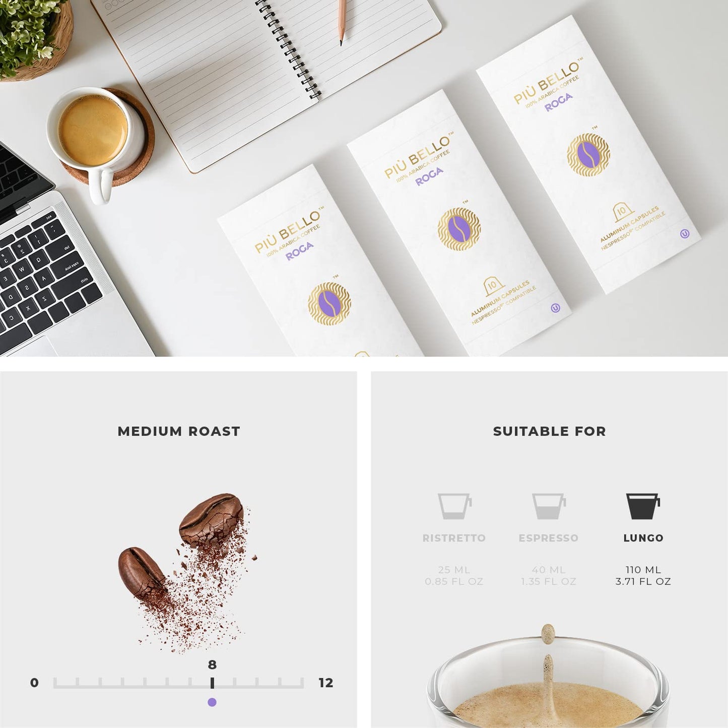 Piu Bello Roga Espresso Coffee Pods for Nespresso Original Machines – Compatible Capsules Pack – Rich & Balanced Taste – Strong Italian Espresso Flavor – Kosher Certified (60 Count, Single Flavor)