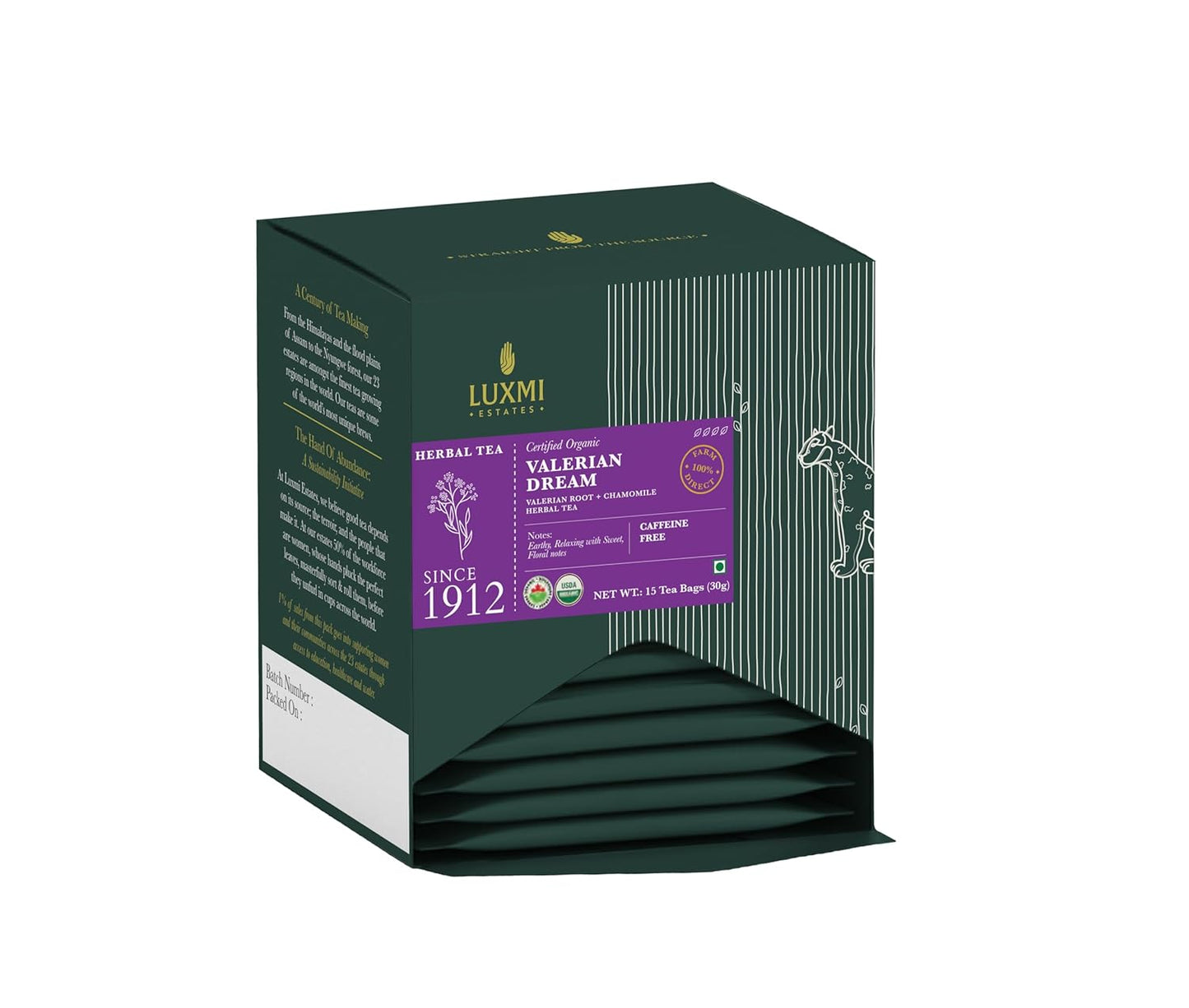 LUXMI Estates Valerian Dream Organic Valerian Root Tea (90 Tea Bags) Caffeine Free Tea Bags for Sleep, Relaxing, Calming, and Stress Relief, with Certified Organic Valerian Root Tea