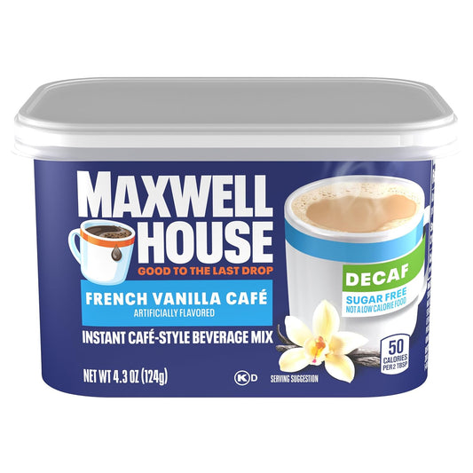 Maxwell House Sugar-Free French Vanilla Cafe Decaf Instant Cafe-Style Beverage Mix, 4.3 oz. Canister
