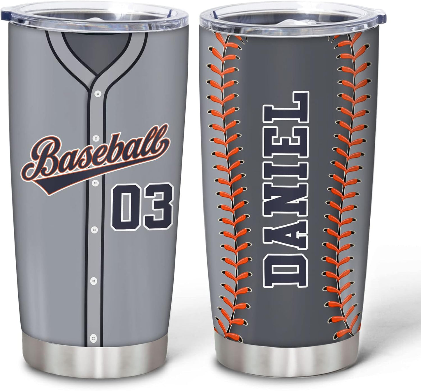 Hyturtle Personalized Baseball Tumbler Baseball Players Design Stainless Steel Double Walled Vacuum Insulated Tumblers 20oz30oz Coffee Travel Mug Cup Christmas Gift For Men Boys Friends Dad Sports Fan
