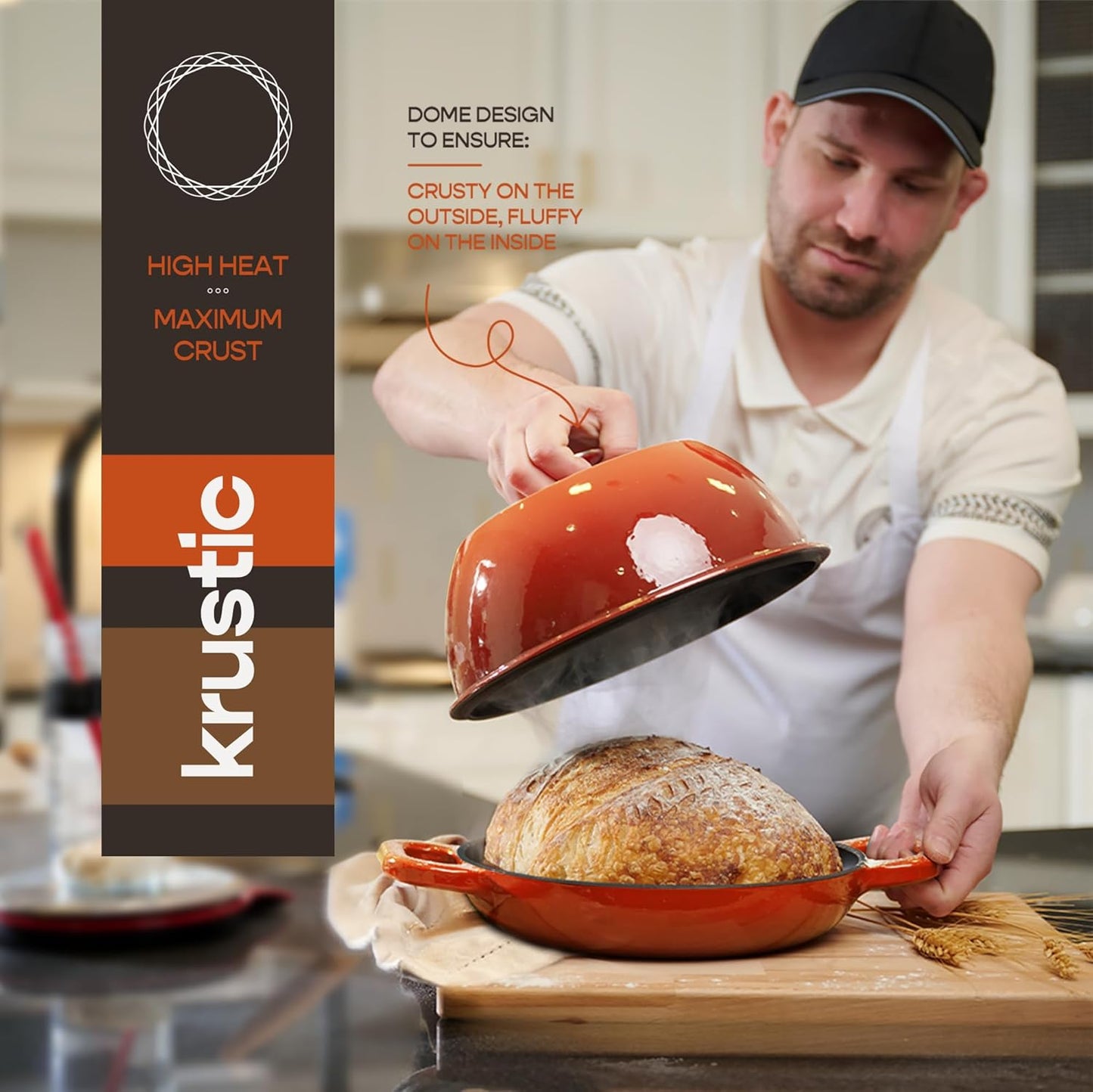 Enameled Cast Iron Dutch Oven for Sourdough Bread Baking | 6 Quart Pot with Lid | 10 Inch Ceramic Enamel Thick Coated Cookware Set with Non Stick Silicone Baking Mat for Cooking | 6 Qt |