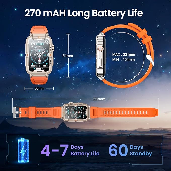 Smartwatch for Men Fitness Tracker Watch: Smart Watch with Answer/Make Call Heart Rate Blood Pressure Sleep Monitor Step Counter 100+ Sports Modes Waterproof 1.57" Activity Trackers for Android iOS