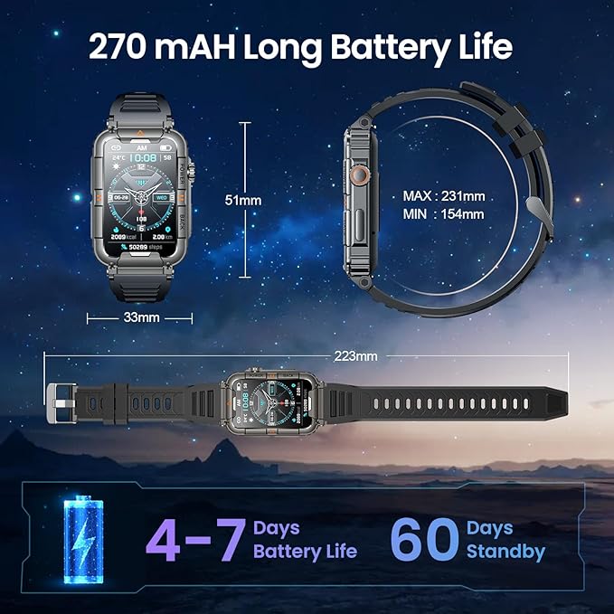 Smartwatch for Men Fitness Tracker Watch: Smart Watch with Answer/Make Call Heart Rate Blood Pressure Sleep Monitor Step Counter 100+ Sports Modes Waterproof 1.57" Activity Trackers for Android iOS
