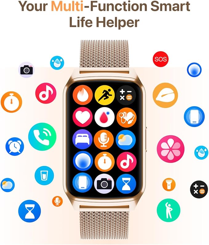Smart Watch Health Fitness Tracker with 24/7 Heart Rate, Blood Oxygen Sleep Monitor,Step Calorie Counter Pedometer (Gold)