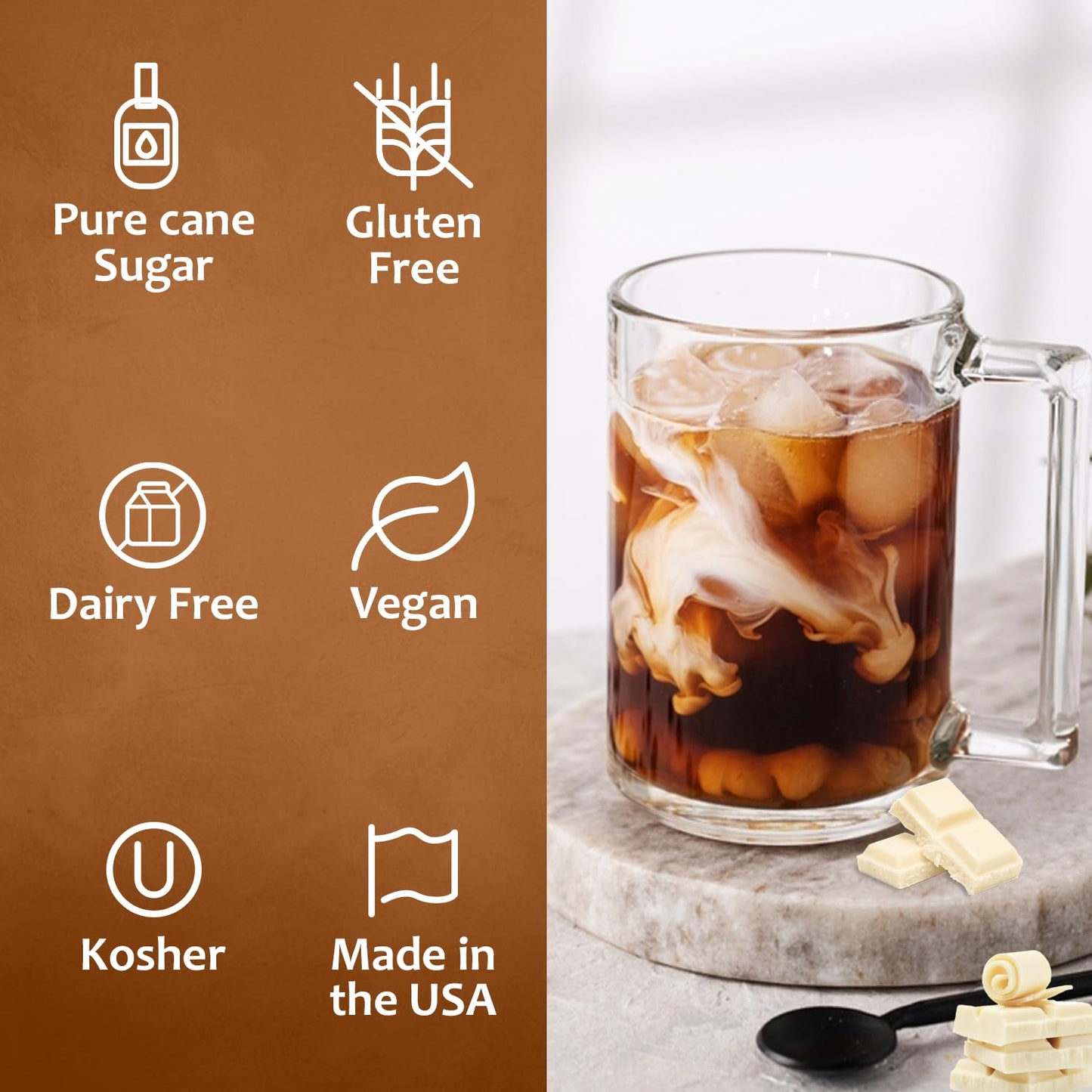 Syruvia White Chocolate Syrup for Coffee 25.4 Ounces White Chocolate Coffee Syrup