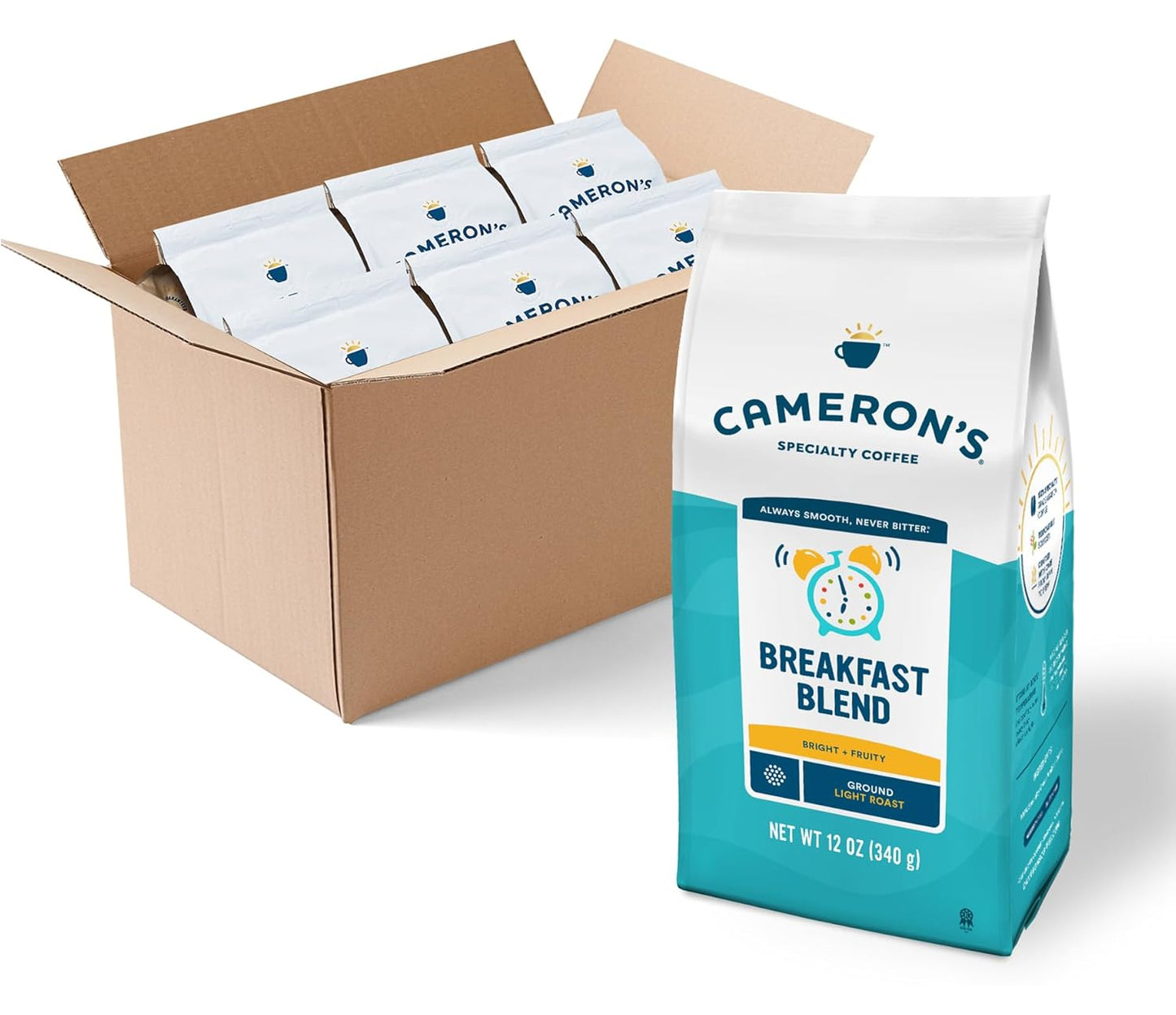 Cameron's Coffee Roasted Ground Coffee Bag, Breakfast Blend, 12 Ounce (Pack of 6)