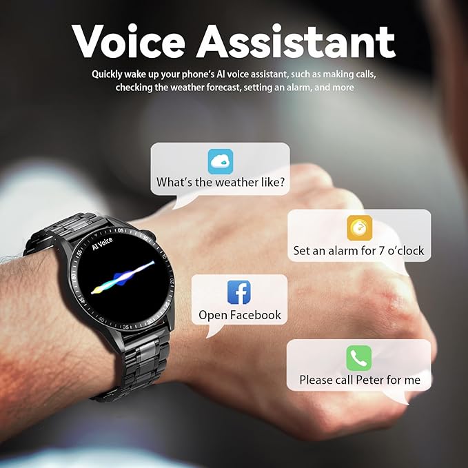 Smart Watch for Men with Answer/Make Calls, 1.39" HD Always Display Fitness Tracker Watch with Waterproof 190+Sports Modes Health Monitor Sleep Monitor for iOS Android (Black)