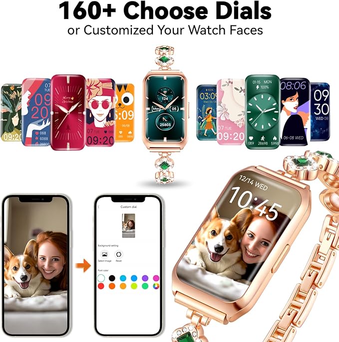 Smart Watches for Women,Fitness Tracker Watches with Sleep Monitor/Heart Rate/Blood Oxygen,IP68 Waterproof FitnessTracker with Long Battery Life,Excellent Appearance Design for Android/iOS Phones