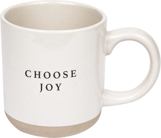 Sweet Water Decor Choose Joy Stoneware Coffee Mugs | Novelty Coffee Mugs | Microwave & Dishwasher Safe | 14oz Coffee Cup | Inspirational Gifts | Gifts for Her