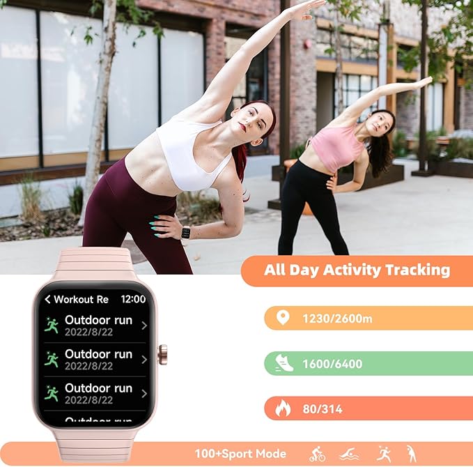 Smart Watch for Women Men, Answer/Make Call, Alexa Built-in, 1.8“ Fitness Tracker with 100 Sport Modes, Heart Rate, Blood Oxygen, Sleep Monitor, Fit for Android and iPhone, IP68 Waterproof