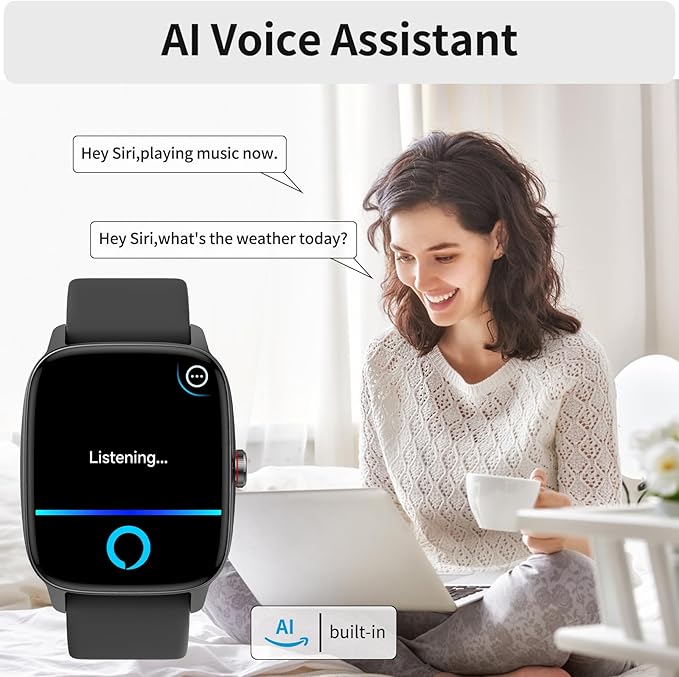 Smart Watch for Men Women, Bluetooth Calling, AI Built-in, IP68 Waterproof, Fitness Tracker, Sleep Monitoring, 1.85'' DIY Dial, 100+ Sports Modes, 7 Days Battery, Compatible with Android & iPhones