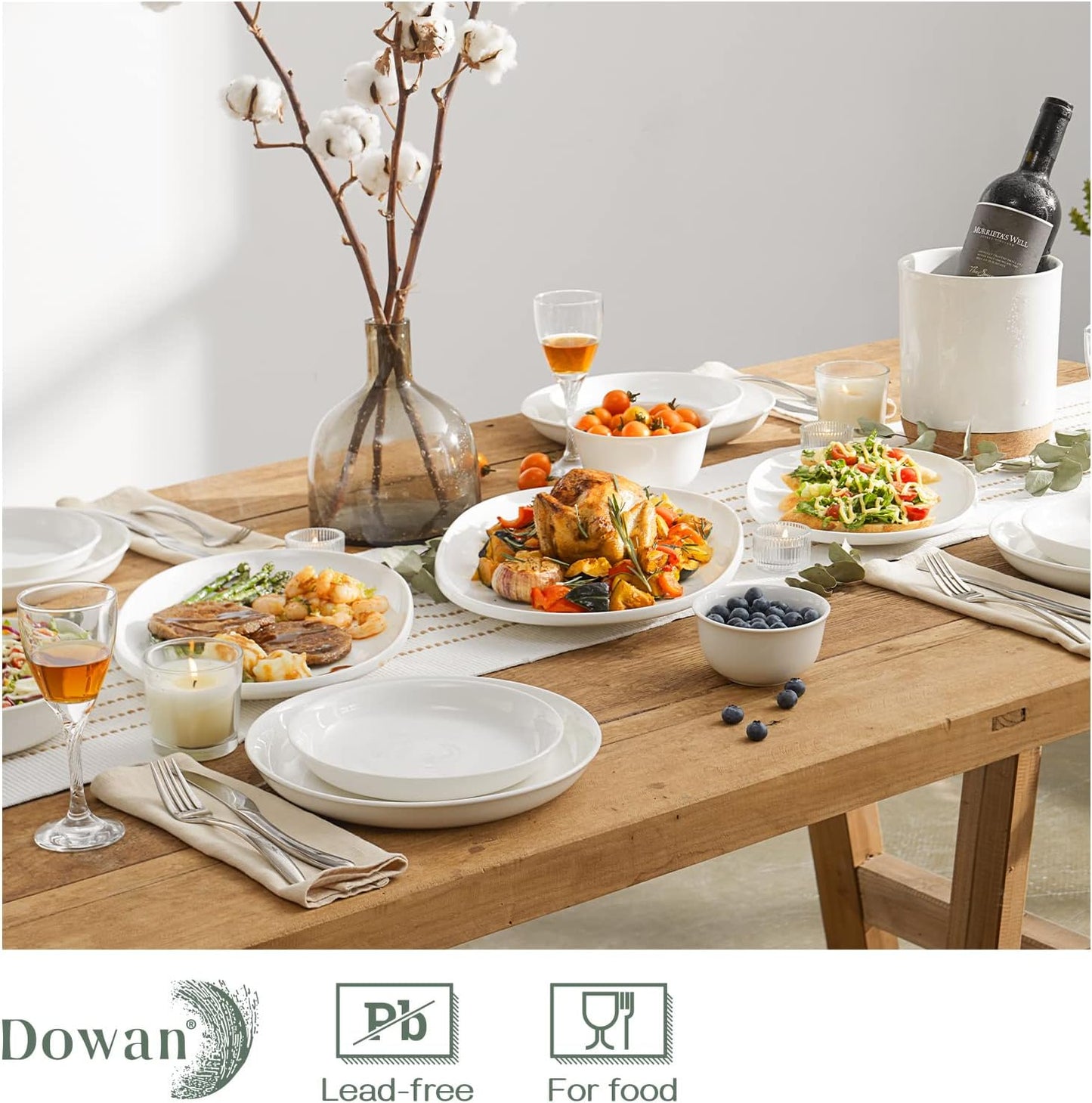 DOWAN Large Serving Platter, 16"/14"/12" Porcelain Platters for Entertaining Wedding Party, White Oval Plates Set of 3, Serving Dishes for Serving Food, Housewarming Gifts