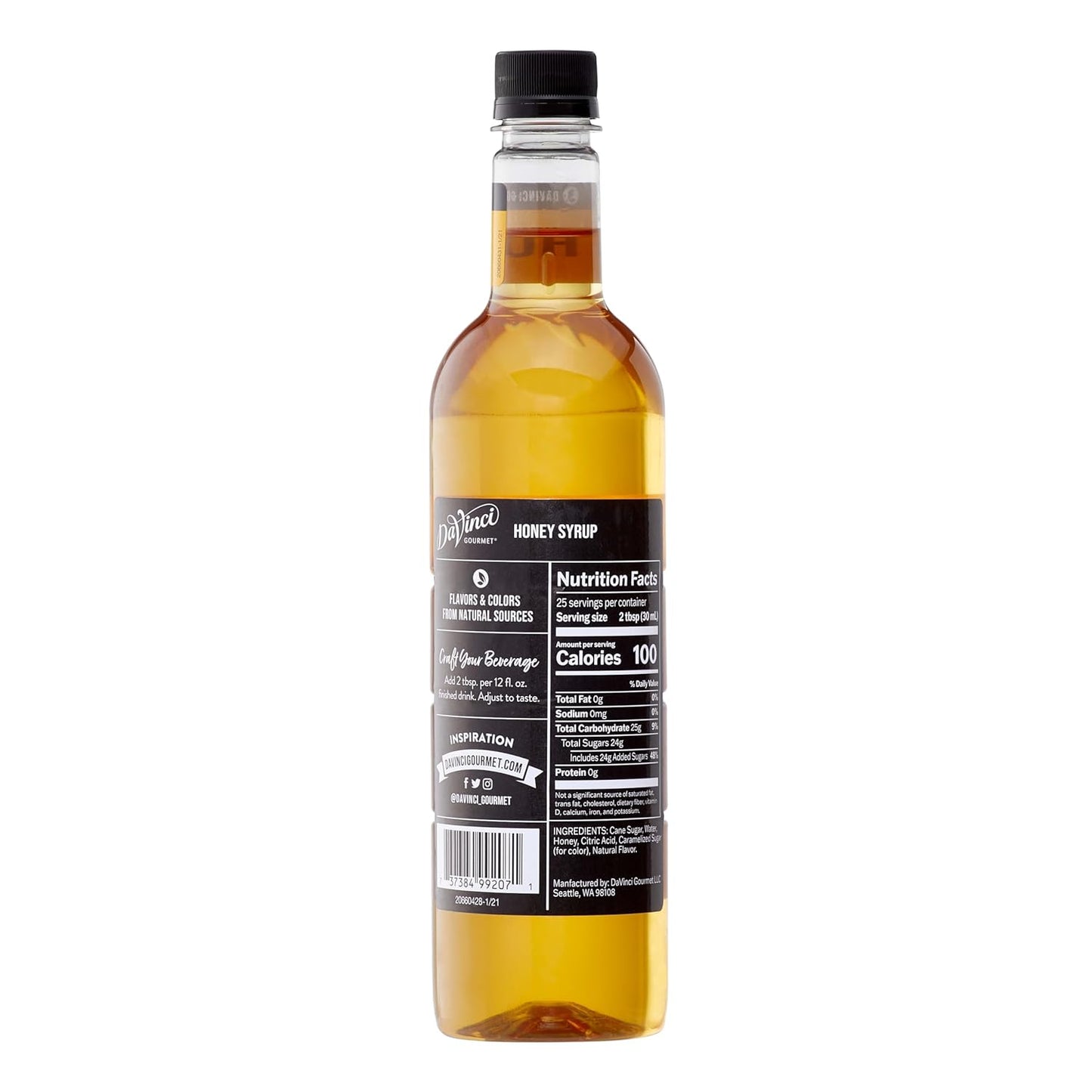 DaVinci Gourmet Honey Syrup, 25.4 Fluid Ounces (Pack of 4)