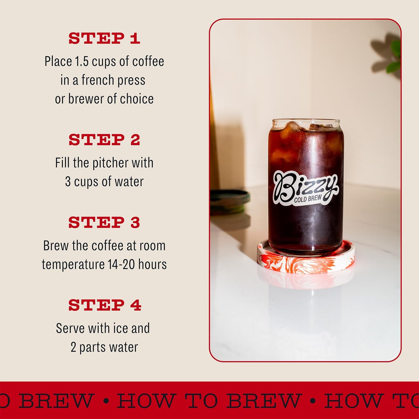 Bizzy Organic Cold Brew Coffee | Smooth & Sweet Blend | Coarse Ground Coffee | Medium Roast | Micro Sifted | Specialty Grade | 100% Arabica | 2 LB