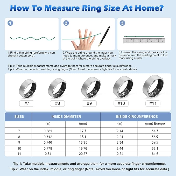 Smart Ring Health Fitness Tracker for Women Men