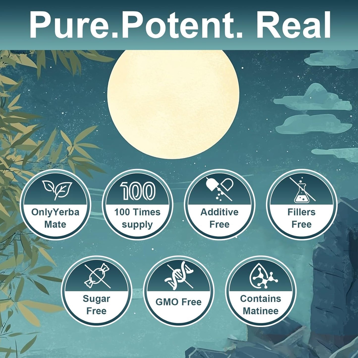 Yerba Mate Instant Tea Powder, 3-in-1 Super Drink - Clean Energy, Brain Fog Buster | Pure Natural Extract, Focus and Gut Health Support, Yerba Mate Peach Mango 0.72 lb