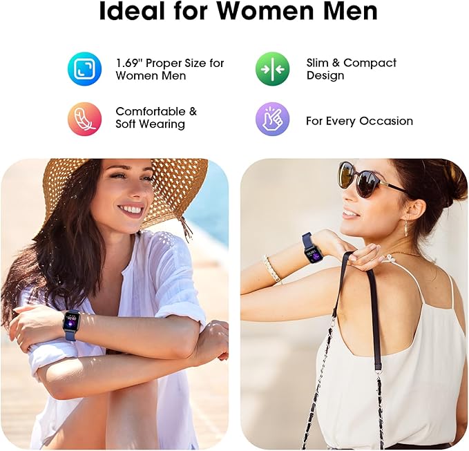 Smart Watch (Answer/Make Call) for Women Men, Fitness Tracker with Heart Rate, Blood Oxygen, Sleep Tracker, IP68 Waterproof Fitness Watch Step Calorie Counter Pedometer Compatible iPhone & Android