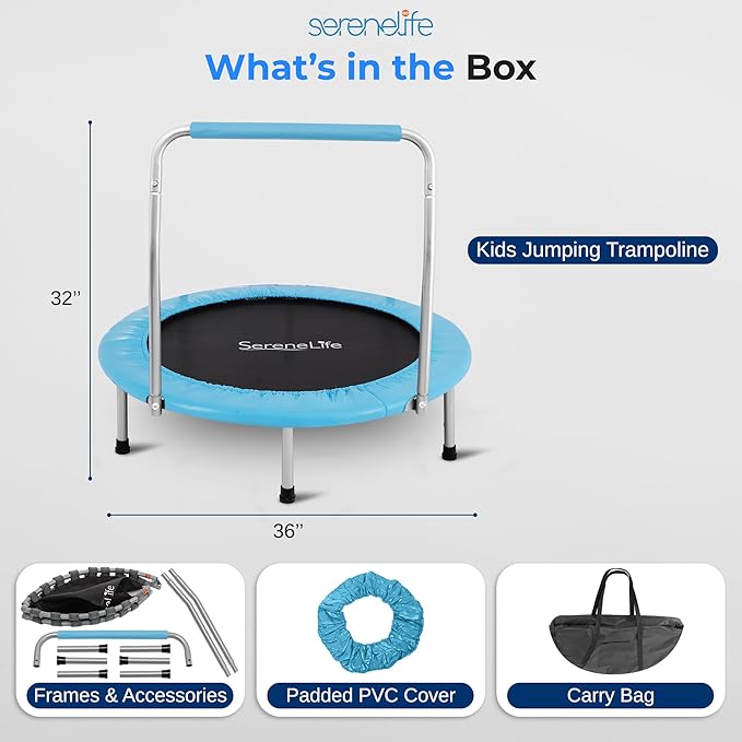 SereneLife 36"/40" Foldable Mini Trampoline - Compact Fitness 150/220 lbs