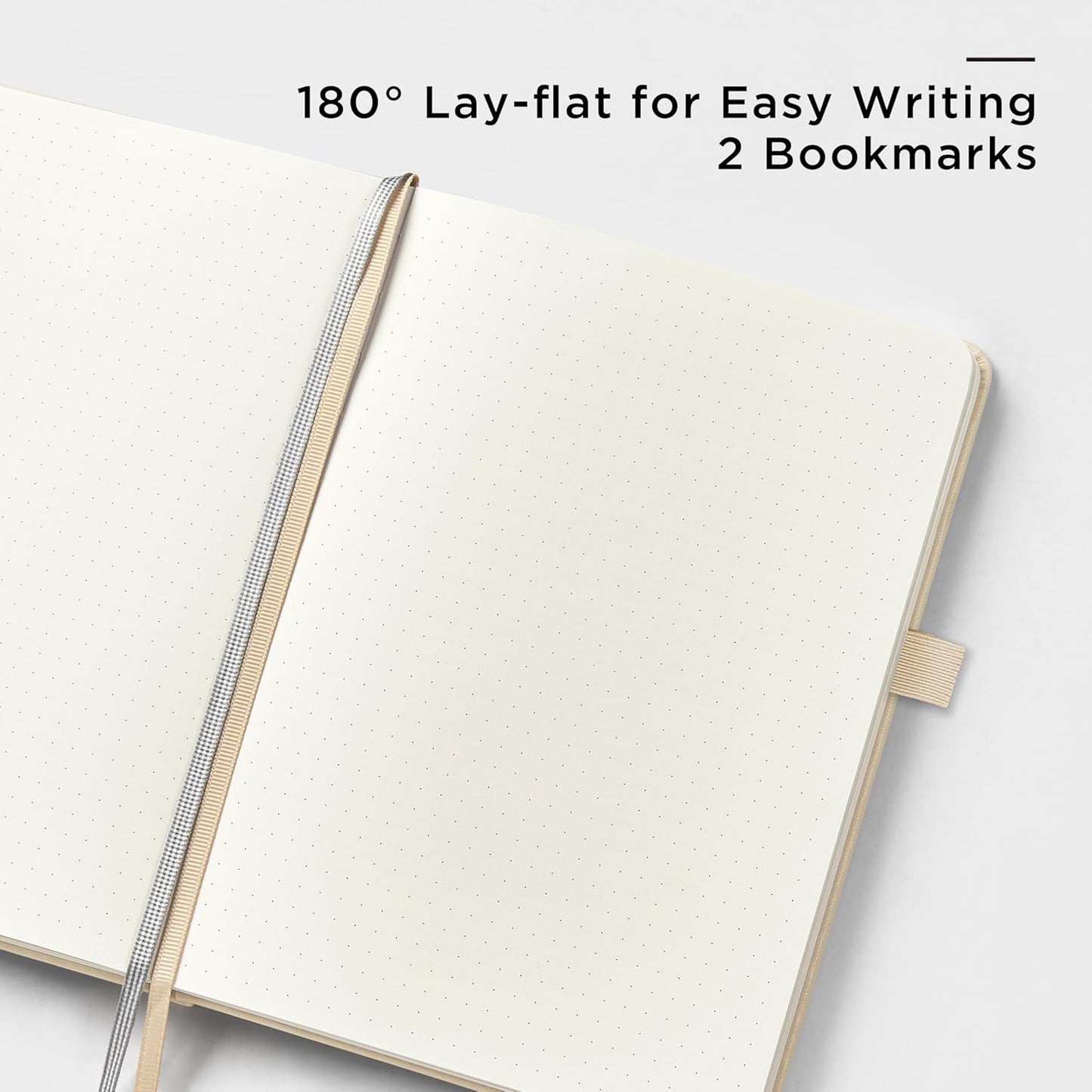 &And Per Se Dotted Journal Notebook (5 Packs), A5 Hardcover Leather Dotted Journal, 160 Pages 100 gsm Thick Paper, 3 Sheets of Stickers Included- 5.7'' x 8'' (Light Apricot