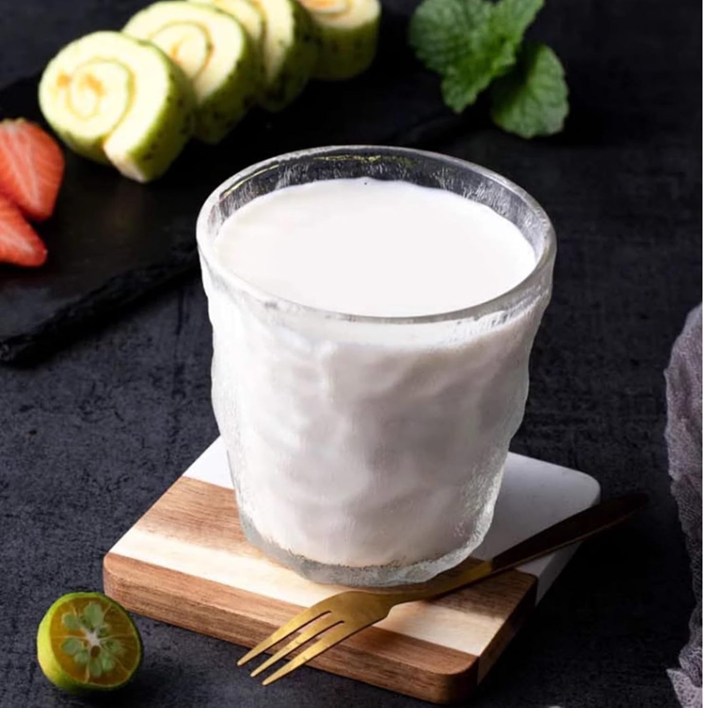 I-LAN 4 Pack 4 x 4 Inch Squre Natural Wood and Marbel Style Coasters for Drinks,White Marble and Natural Wood Joint Mixed Modern Style Heat-Resistant Coaster Set for Home Kitchen