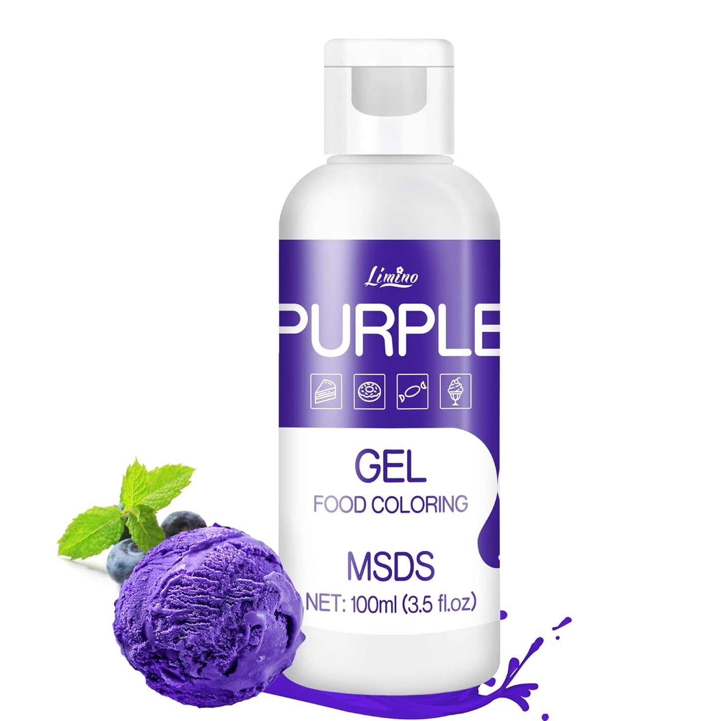 Gel Food Coloring - 4.5oz Vivid Food Coloring Gel for Baking, Cake Decorating, Cookie, Fondant, Macaron - Tasteless Concentrated Edible Food Color Dye for Icing, Slime, Drinks, DIY Crafts (Purple)