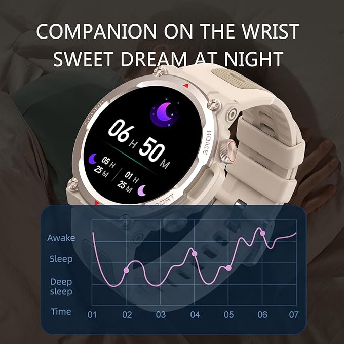 Smart Watches for Men Answer Make Calls Heart Rate Monitor Military Smartwatch for Android iOS Phones Blood Pressure Sleep Tracker Sports Pedometer Waterproof Fitness Watch