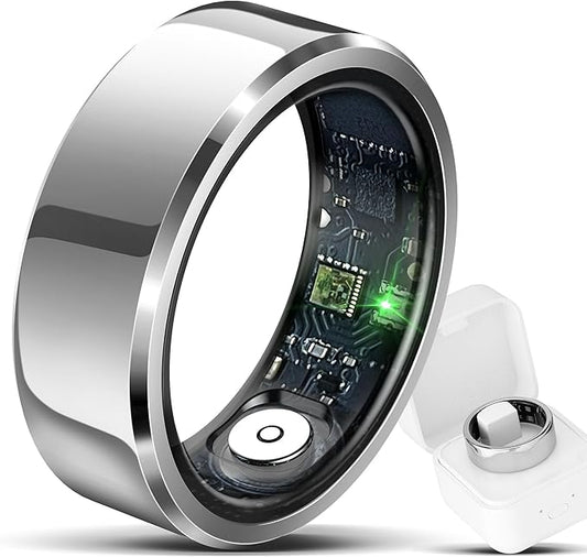 Smart Ring for Men & Women, Wellness & Fitness Tracker with Sleep/Step/Heart Rate/Blood Oxygen/Calorie Counter, IP68 Waterproof Wearable Ring for iOS Android Silver #6
