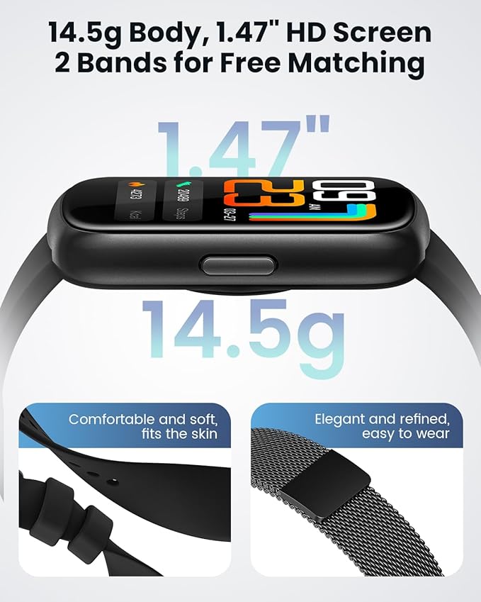 AKUMAKA Health Fitness Trackers for Women Men, Heart Rate/Blood Oxygen/Sleep Monitor, Calls Reminder/SMS/Notifications, Activity and Smartwatches for Android iPhone