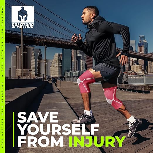 Sparthos Knee Compression Sleeves (Pair) – Support Sports, Running, Joint, Knee Pain Relief – Knee Brace Men Women – Knee Sprains Strains Arthritis Ligament Injury Recovery (Pink-XL)