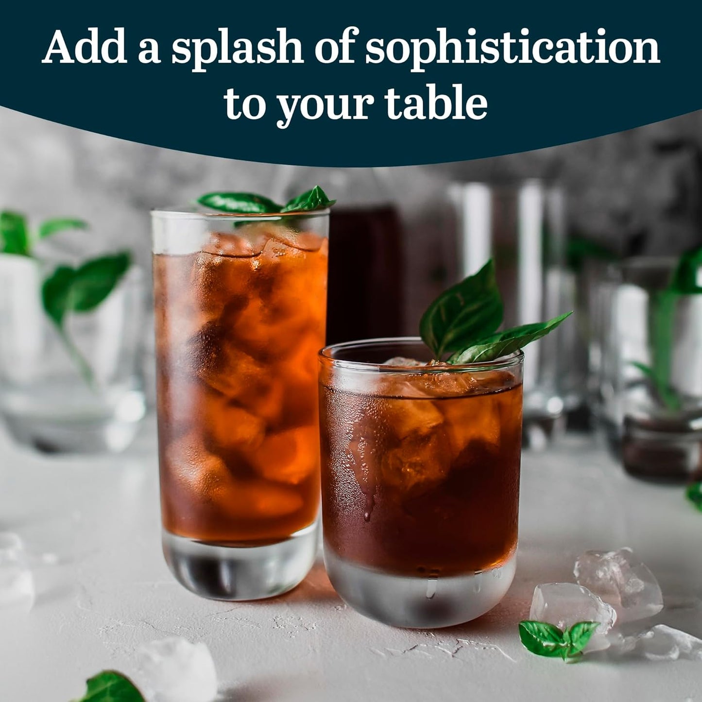 Libbey Polaris Tumbler and Rocks Glass Set, Elegant Drinkware Glasses Set,, Tall Drinking Glasses with Modern Clean Lines, Dishwasher Safe Drinking Glasses Set of 16