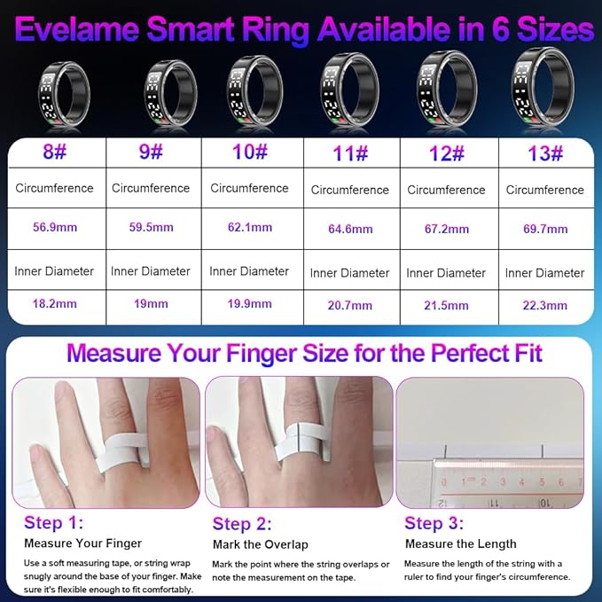 Smart Ring Health Tracker with Display Screen & Touch Button, Bluetooth Connection Health Ring for Women Men, Tracks Heart Rate/Blood Oxygen/Sleep/Steps/Sports Activities, IP68 Waterproof