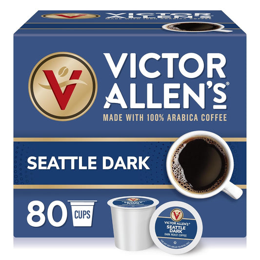 Victor Allen's Coffee Seattle Dark, Dark Roast, 80 Count, Single Serve Coffee Pods for Keurig K-Cup Brewers