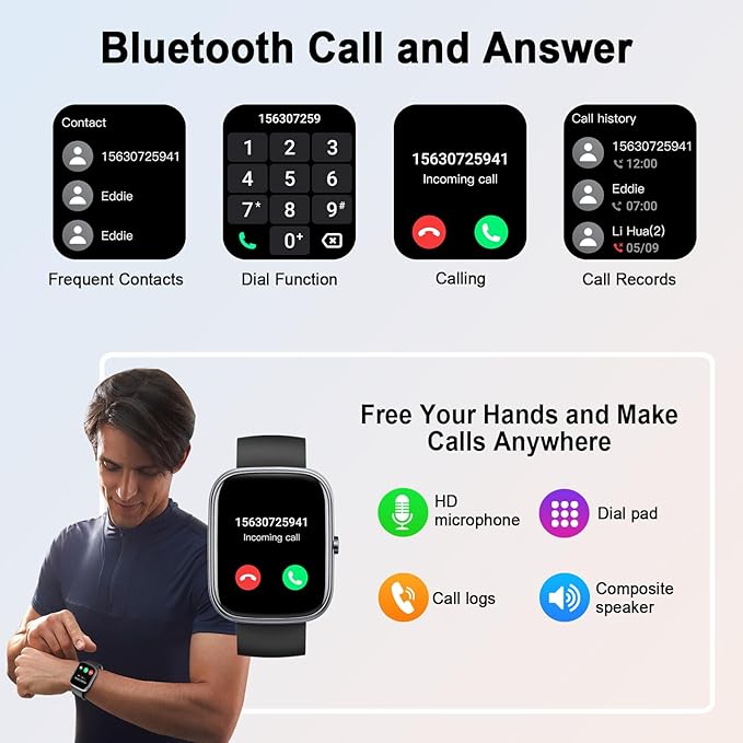 Smart Watch for Men Women, 2025 HD 1.91" Smartwatches (Answer/Make Call), 112+ Sports Modes Fitness Activity Tracker, Calories/Heart Rate/Sleep Monitor, IP68 Waterproof Step Counter for Android iOS