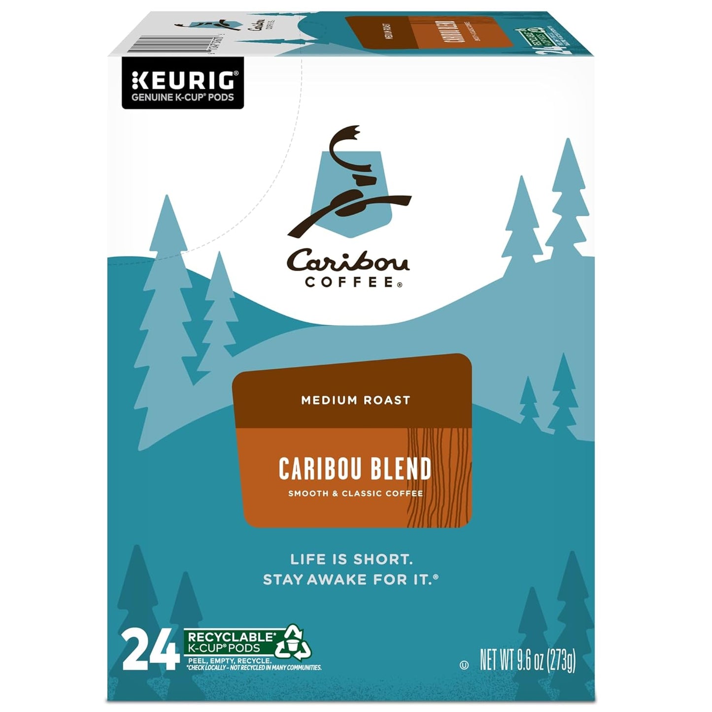 Caribou Coffee Keurig Single-Serve K-Cup Pods, Caribou Blend Medium Roast Coffee, 24 Count