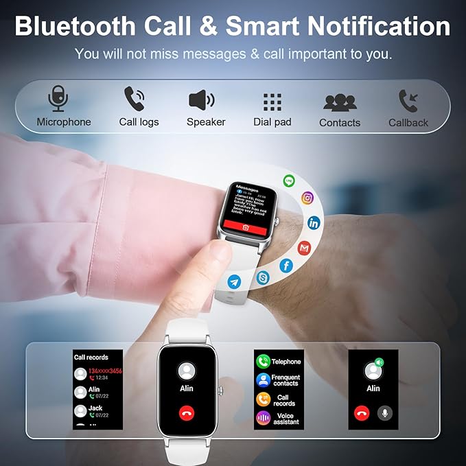 Smart Watch for Men Women(Answer/Make Call), 2025 HD Touch Fitness Activity Tracker 1.57” Smartwatch with Heart Rate/Sleep Monitor/Pedometer/113+ Sports, IP68 Waterproof Fitness Watch for Android iOS