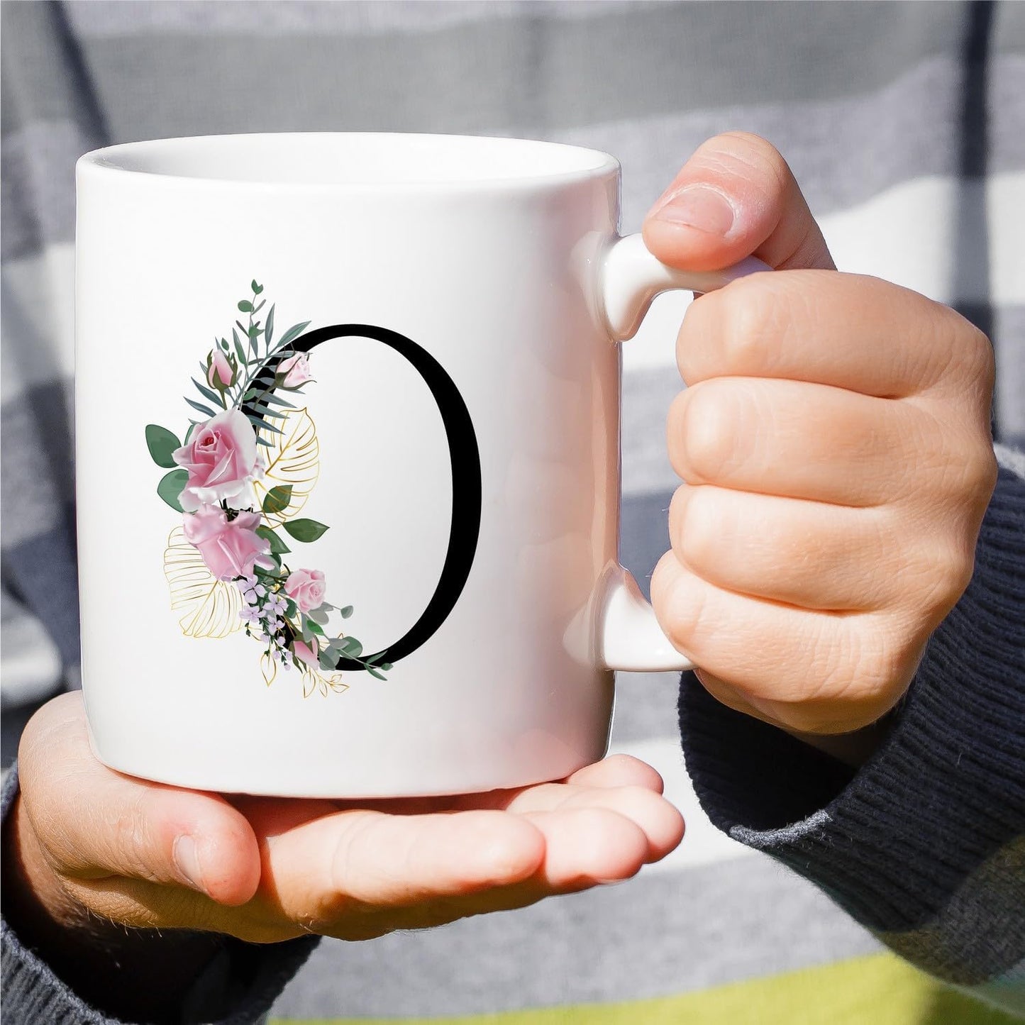 Retreez Initial A-Z Floral Botanical Bouquet Alphabet Monogrammed Monogram Mug 11 Oz Ceramic Tea Coffee Mugs - Appreciation Thank You Wedding Birthday Gifts for her friend coworker sister - O Initial