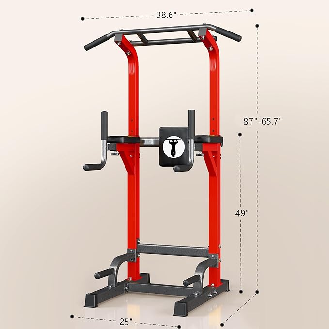 SogesHome Power Tower Pull Up Bar and Dip Stand 10 Adjustable 500LBS