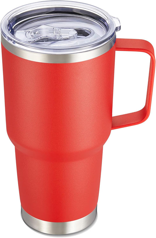 30 oz Tumbler with Handle and Lid, Stainless Steel Tumblers Double Wall Vacuum Insulated Travel Mug Leak Proof Cup Keep Drinks Cold and Hot Red, 1 Pack