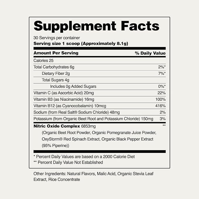 Snap Supplements Organic Beet Root Powder, Nitric Oxide Superfood Supplement with Beets, B Vitamins, Pomegranate & Red Spinach for Energy, Heart Health & Circulation Support, 30 Servings, Mixed Berry