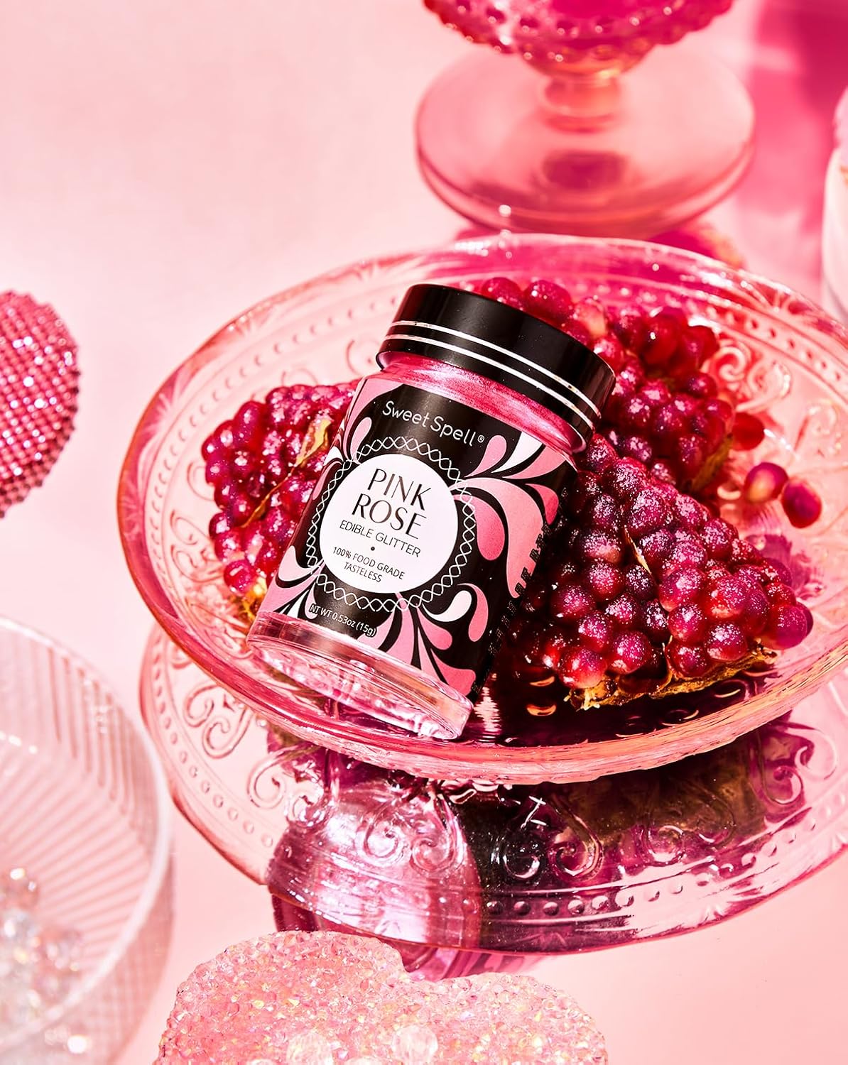 Sweet Spell Pink Edible Glitter (15g) - Shimmer Sparkles for Drinks, Cakes, Cocktails - 100% Edible & Food Grade Glitter, Vegan, Gluten-Free (Pink)