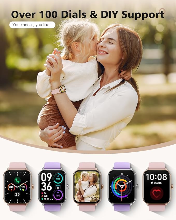 Smart Watch for Women, Android & iPhone Compatible, Fitness Watch Bluetooth Call & Receive Text, 1.8" Smartwatch with Alexa/Heart Rate/SpO2/Sleep Monitor/Calorie Step Tracker, Waterproof 7-Day Battery
