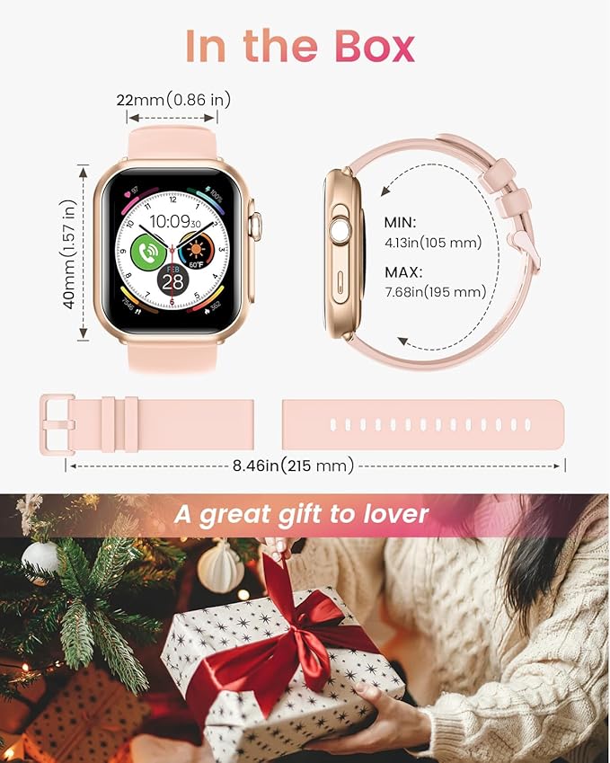 Smart Watches for Women Fitness Trackers: Smart watch with 1000mAh 100 Day Battery Life Bluetooth Call Heart Rate Blood Pressure SpO2 Sleep Monitor 120+ Sports 5ATM Pedometer for iPhone Android Phones