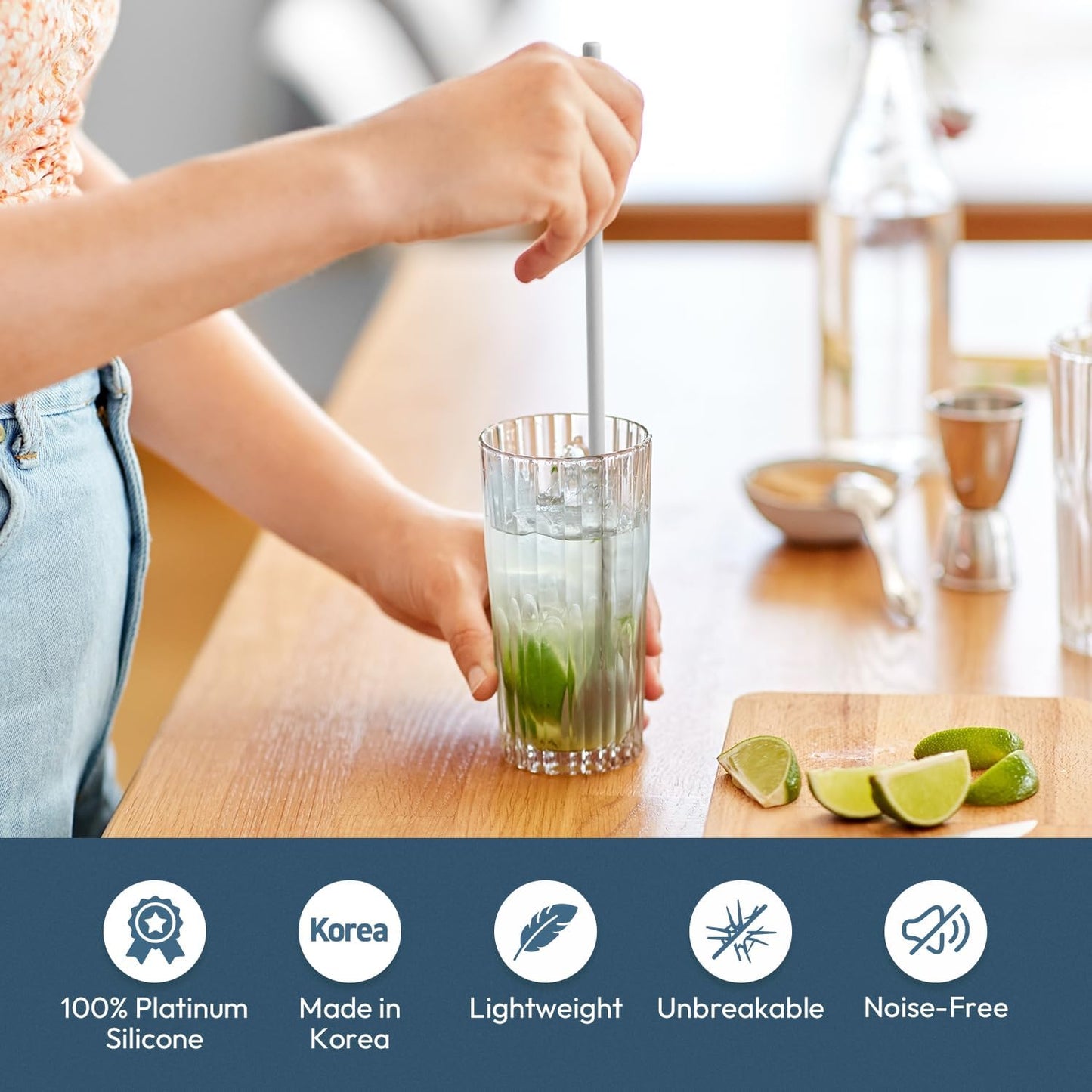 carrotez 9.9" Silicone coffee stirrer, Long Coffee Spoon, Reusable Iced Tea Spoon, Multipurpose Beverage Stirring Spoon - Ivory