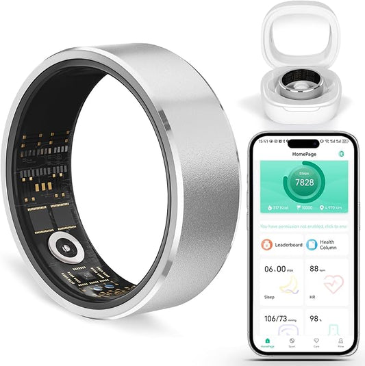 Smart Ring Fitness Tracker for Men Women - Health Heart Rate Ring with Motion Tracking, Sleep Monitor, Oximetry, Family Care, Remote Photography, IP68 Waterproof